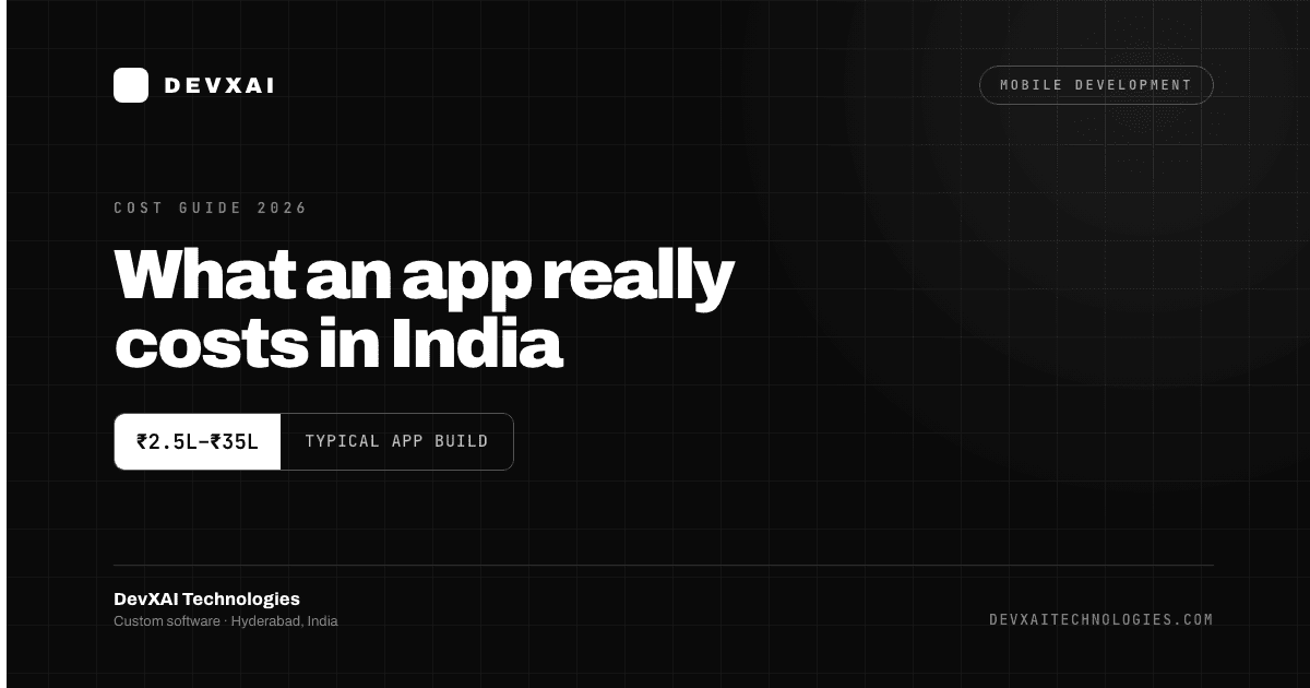 Mobile app development cost breakdown for an Indian app team in Hyderabad, 2026