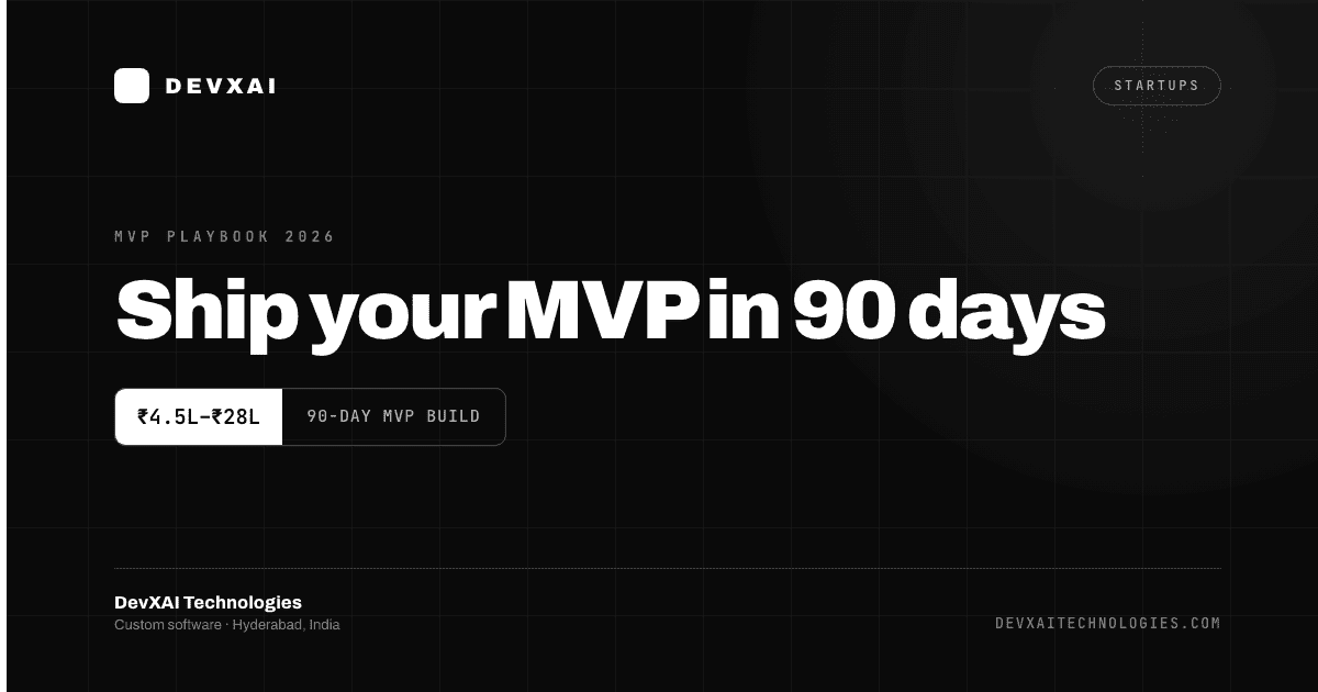 Founder planning a 90-day startup MVP build with a development company in Hyderabad, India
