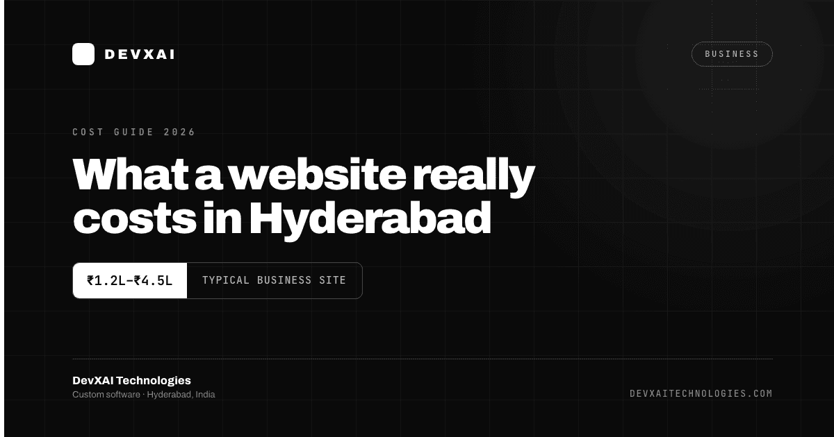 Cost breakdown of website development pricing tiers for businesses in Hyderabad, India, 2026